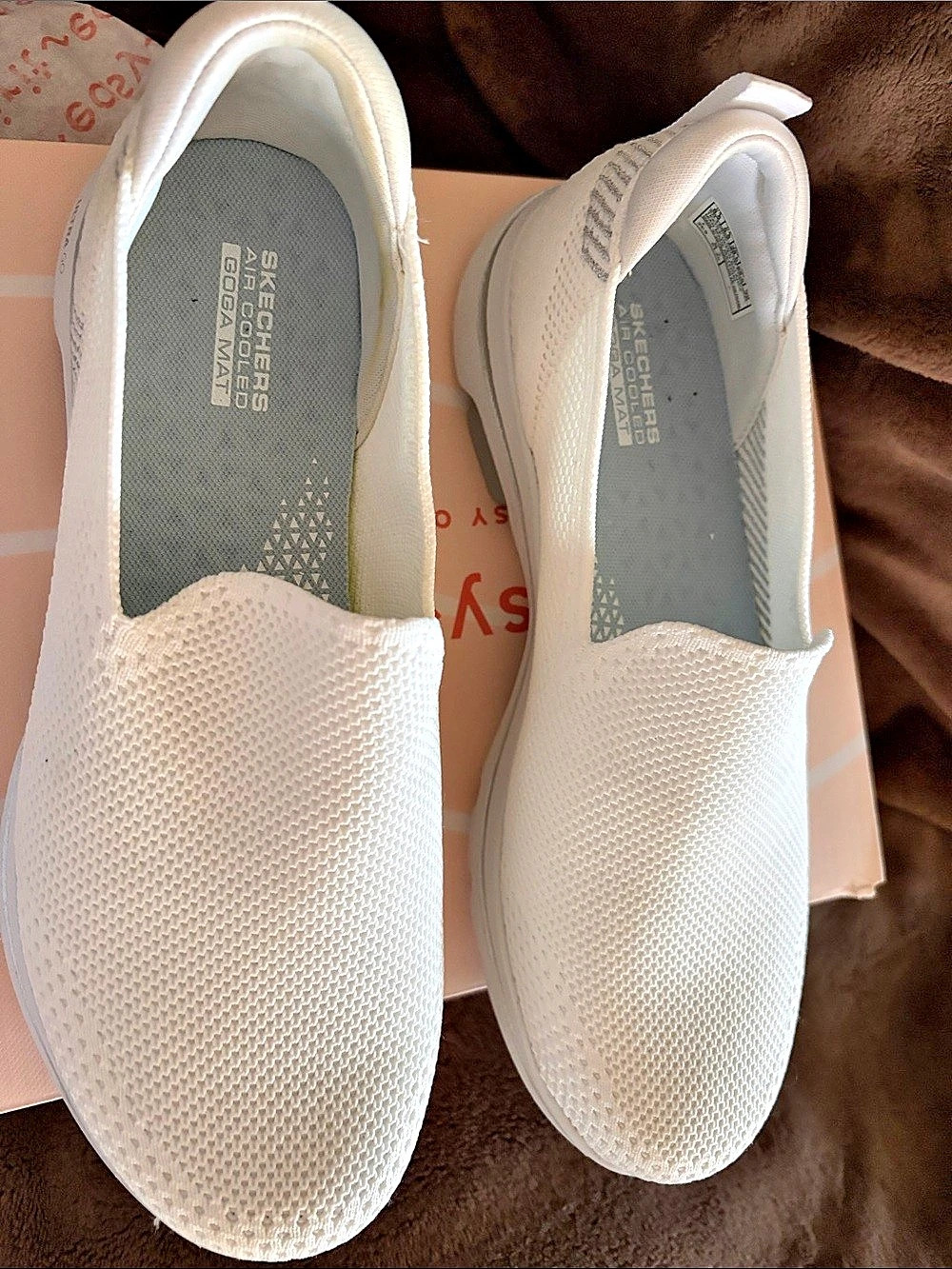 Skechers Air-Cooled Goga Mat White Slip-On Sneakers